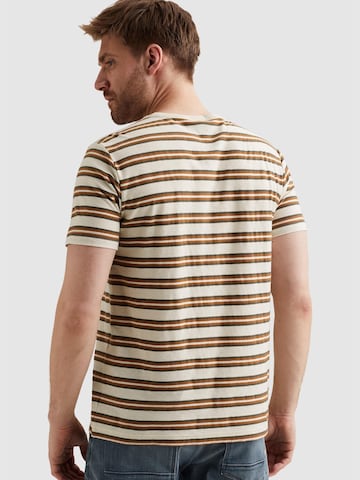 PME Legend T-shirt 'T-shirt with stripe pattern and embroidered logo' i beige