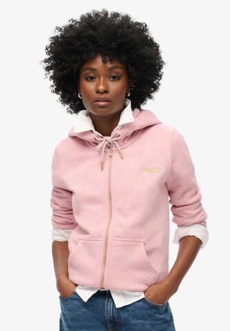Veste de survêtement 'Essential' Superdry en rose : devant