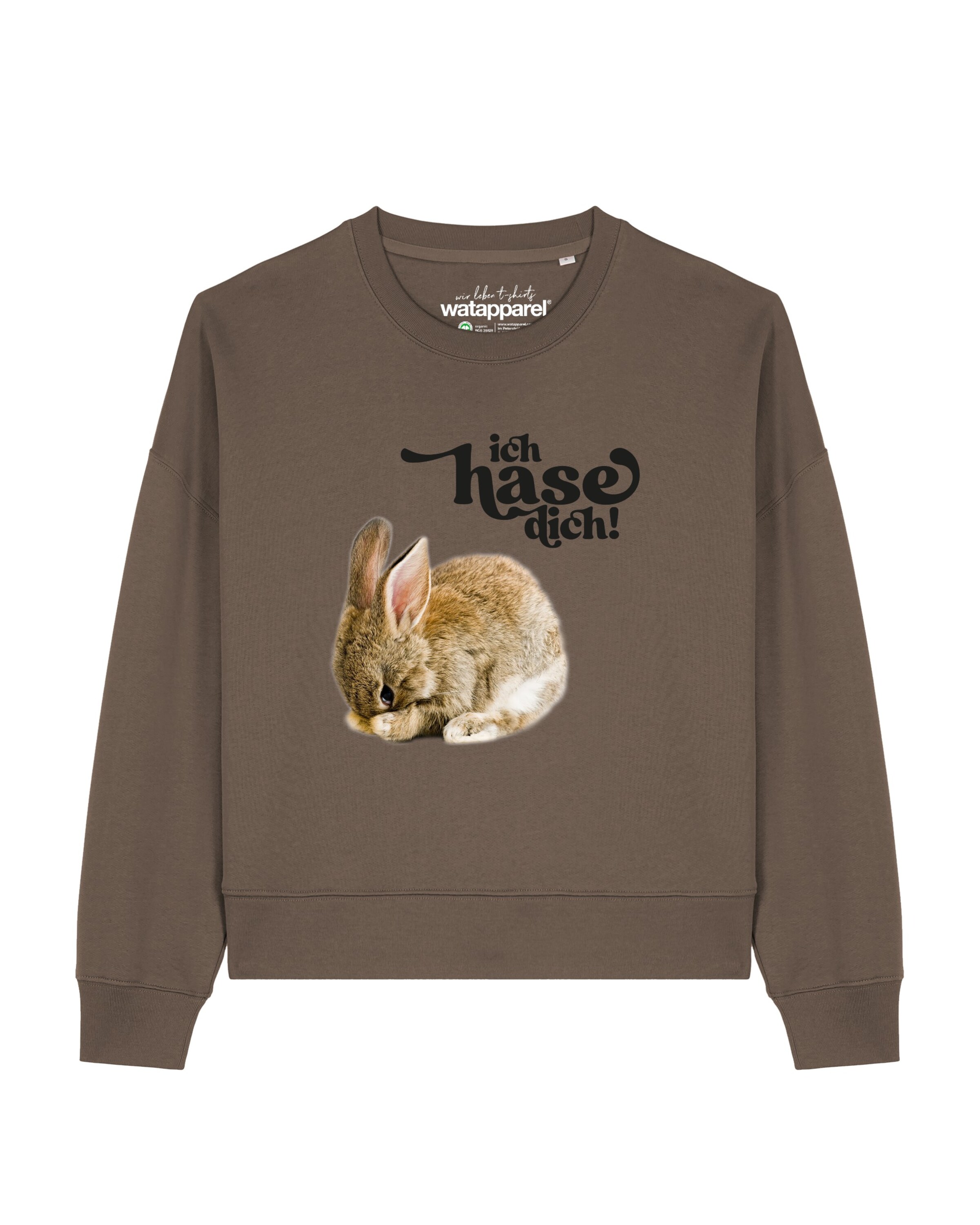 Sweat-shirt 'Ich hase dich! ' Watapparel en marron : devant