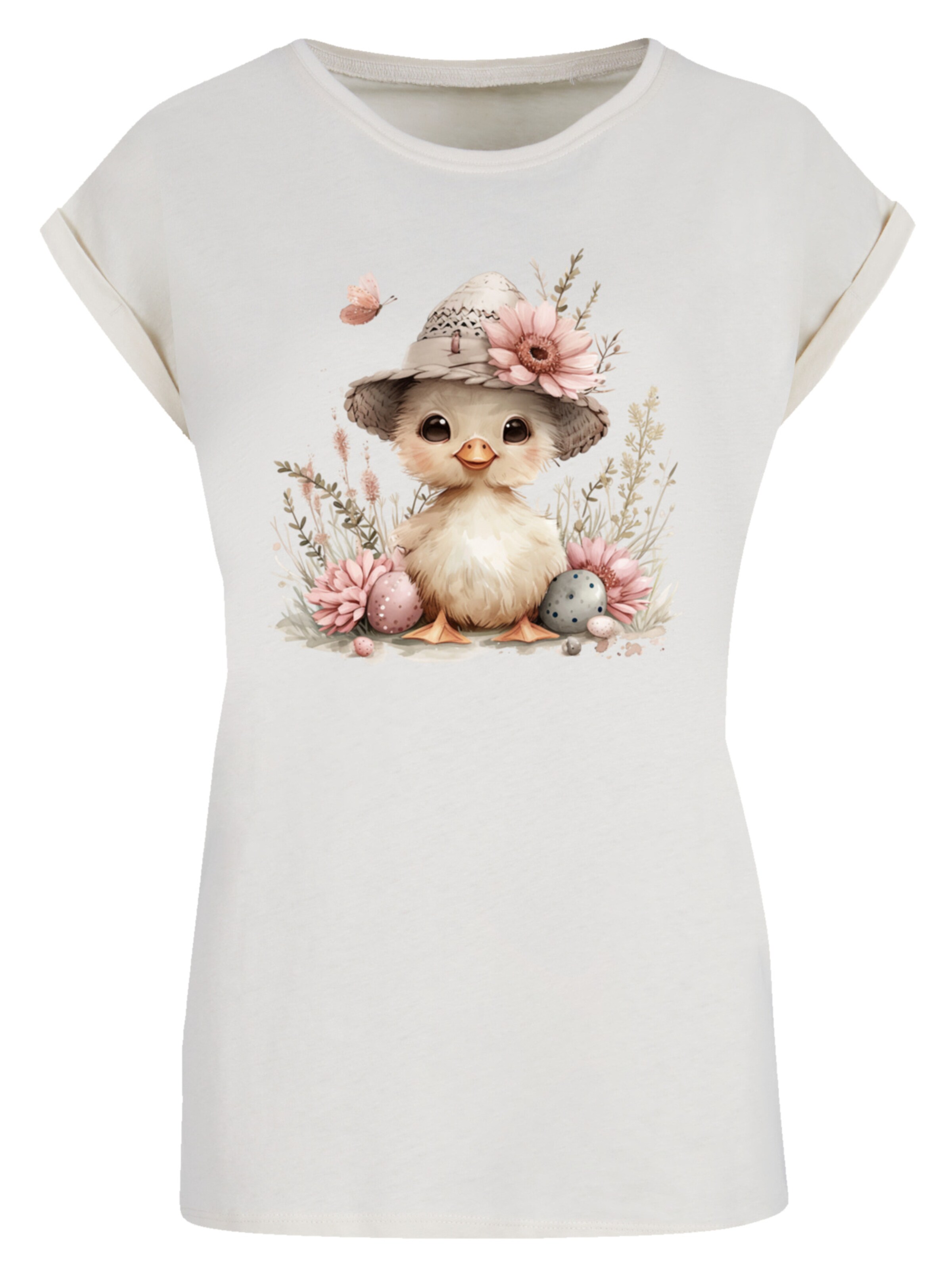 F4NT4STIC Shirt 'Süßes Oster Küken mit Hut' in Wit: voorkant