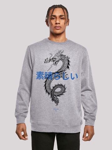 F4NT4STIC Sweatshirt 'Drache' in Grijs: voorkant