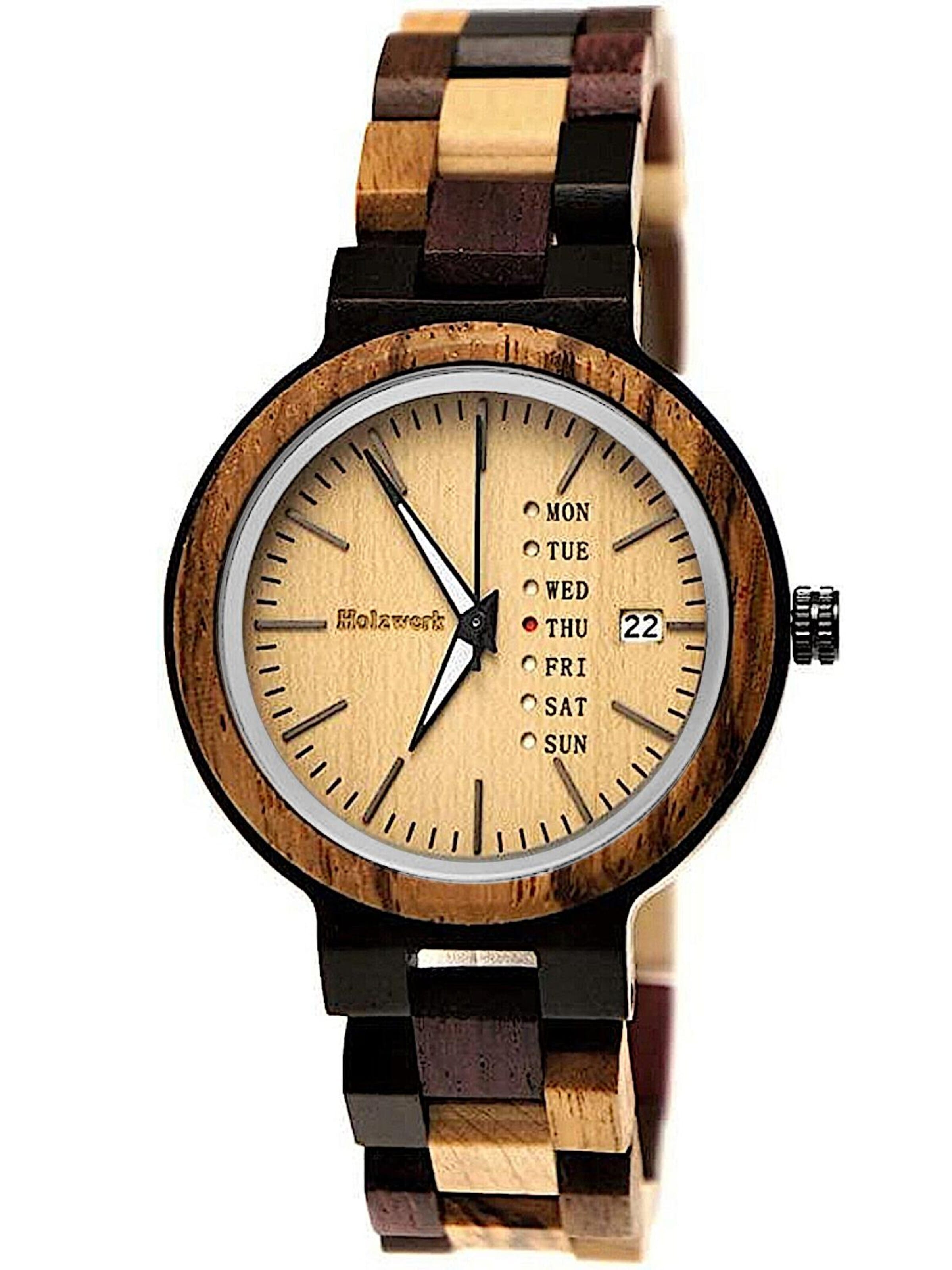 Holzwerk - Reloj analógico 'TREBBIN' en marrón: frente