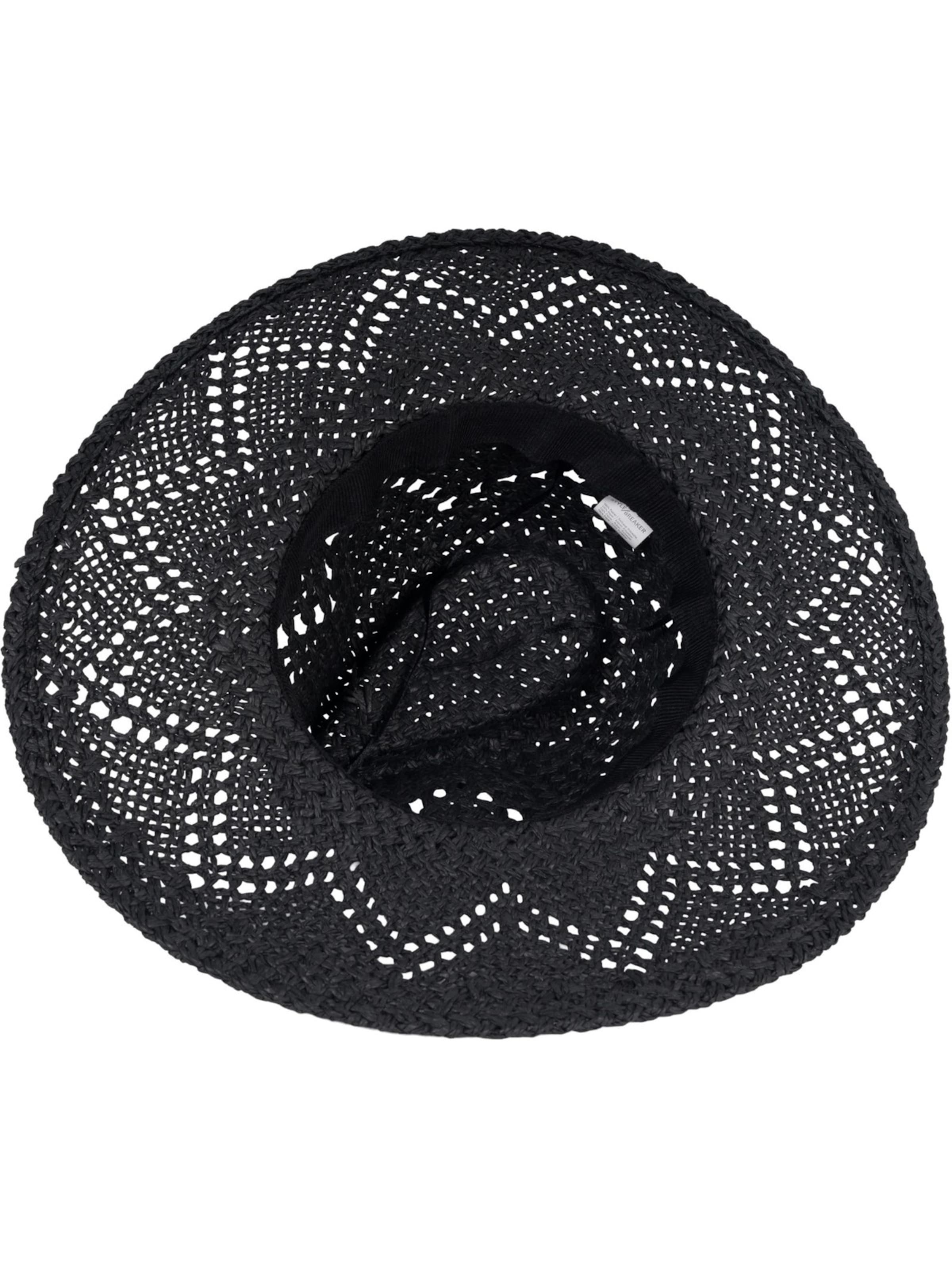styleBREAKER Hut 'Panama Strohhut mit Stoff Zierband'‌‌‌‌‌‌‌‌‌ in Schwarz