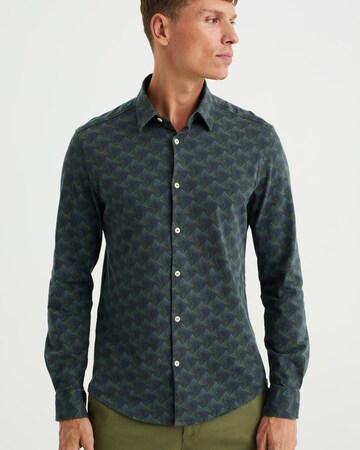 WE Fashion Slim fit Button Up Shirt in Green: front