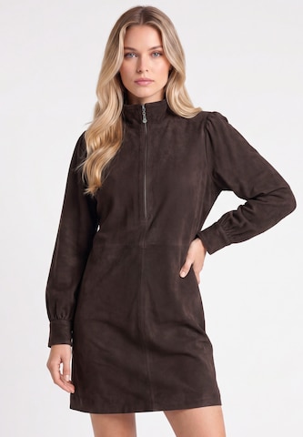 DreiMaster PREMIUM Kleid in Braun: Vorderseite