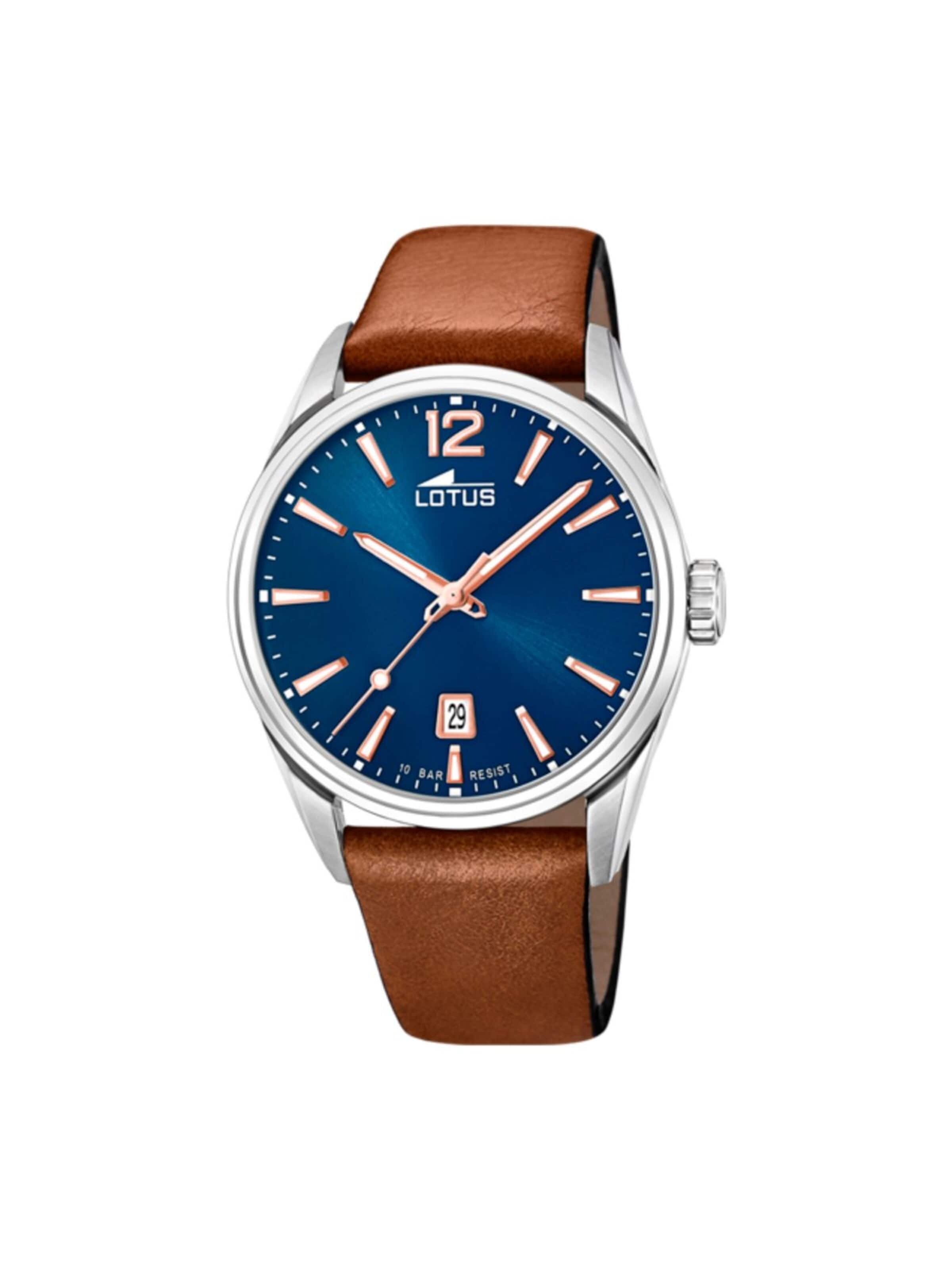 Montre à affichage analogique 'Lotus - Watch Chrono - Quartz watch movement - Watch case width: 42 mm' Lotus en bleu : devant