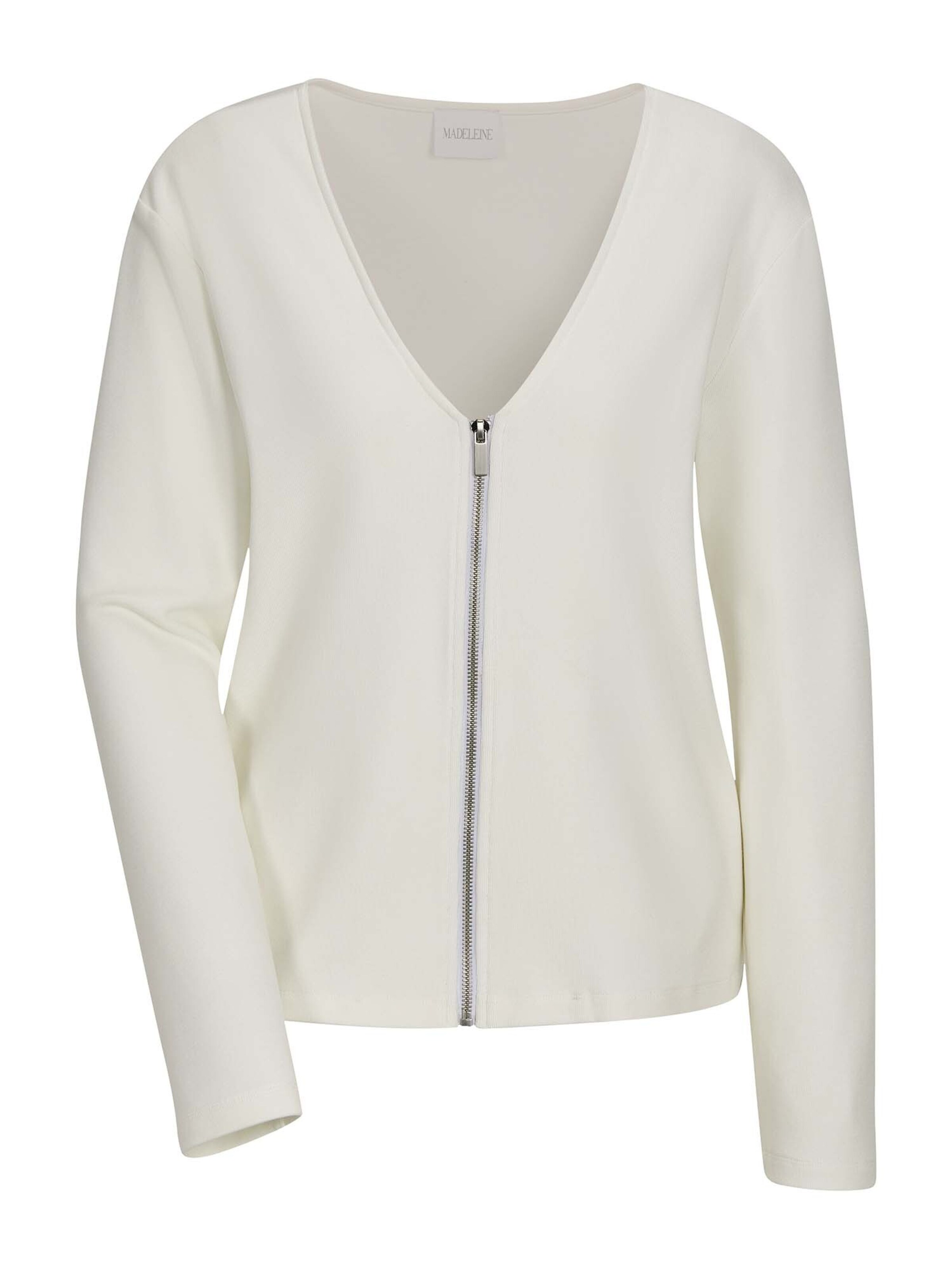 MADELEINE Gebreid vest in Wit: voorkant