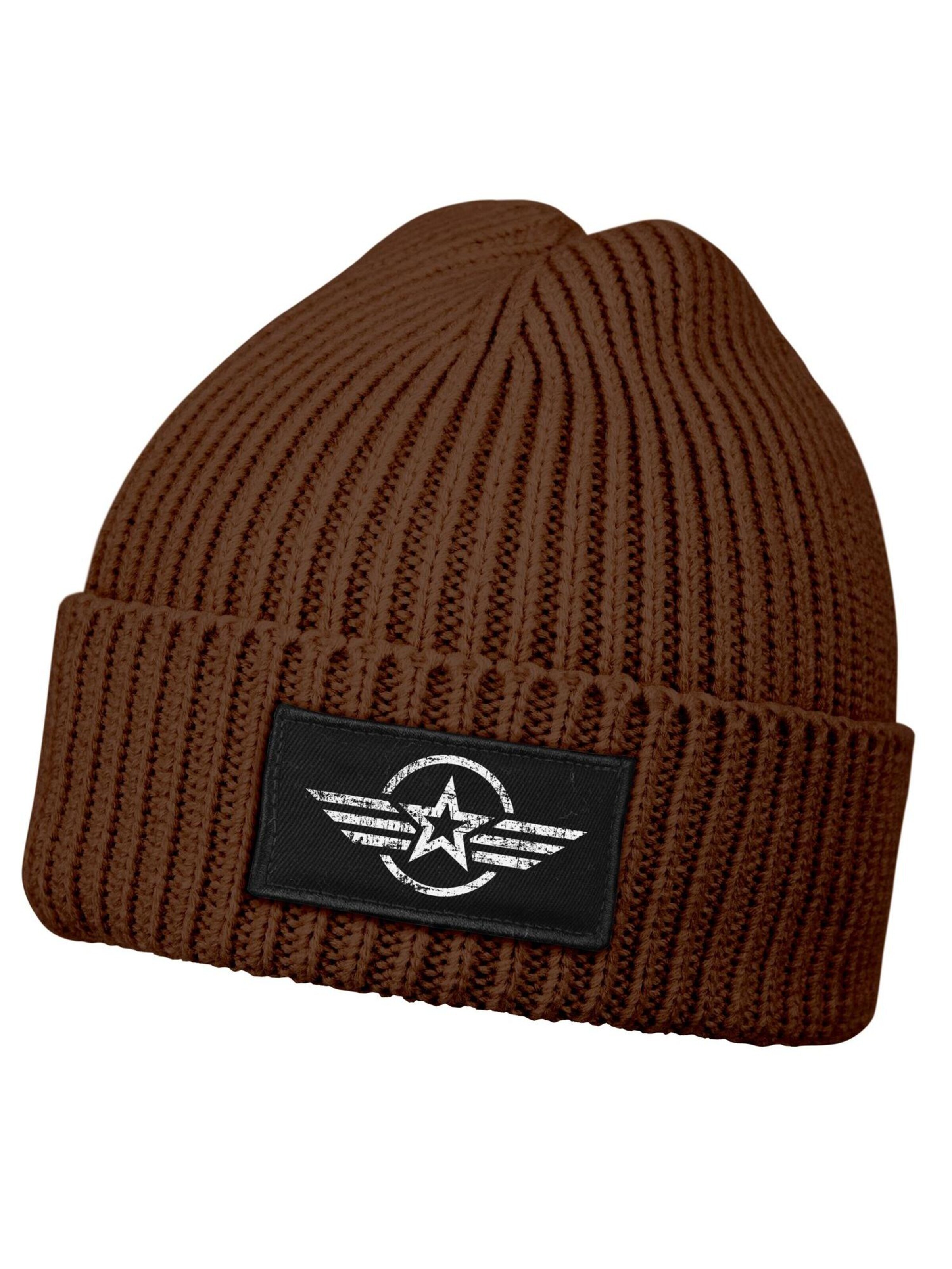 Neverless Beanie 'Airforce Wings' in Brown