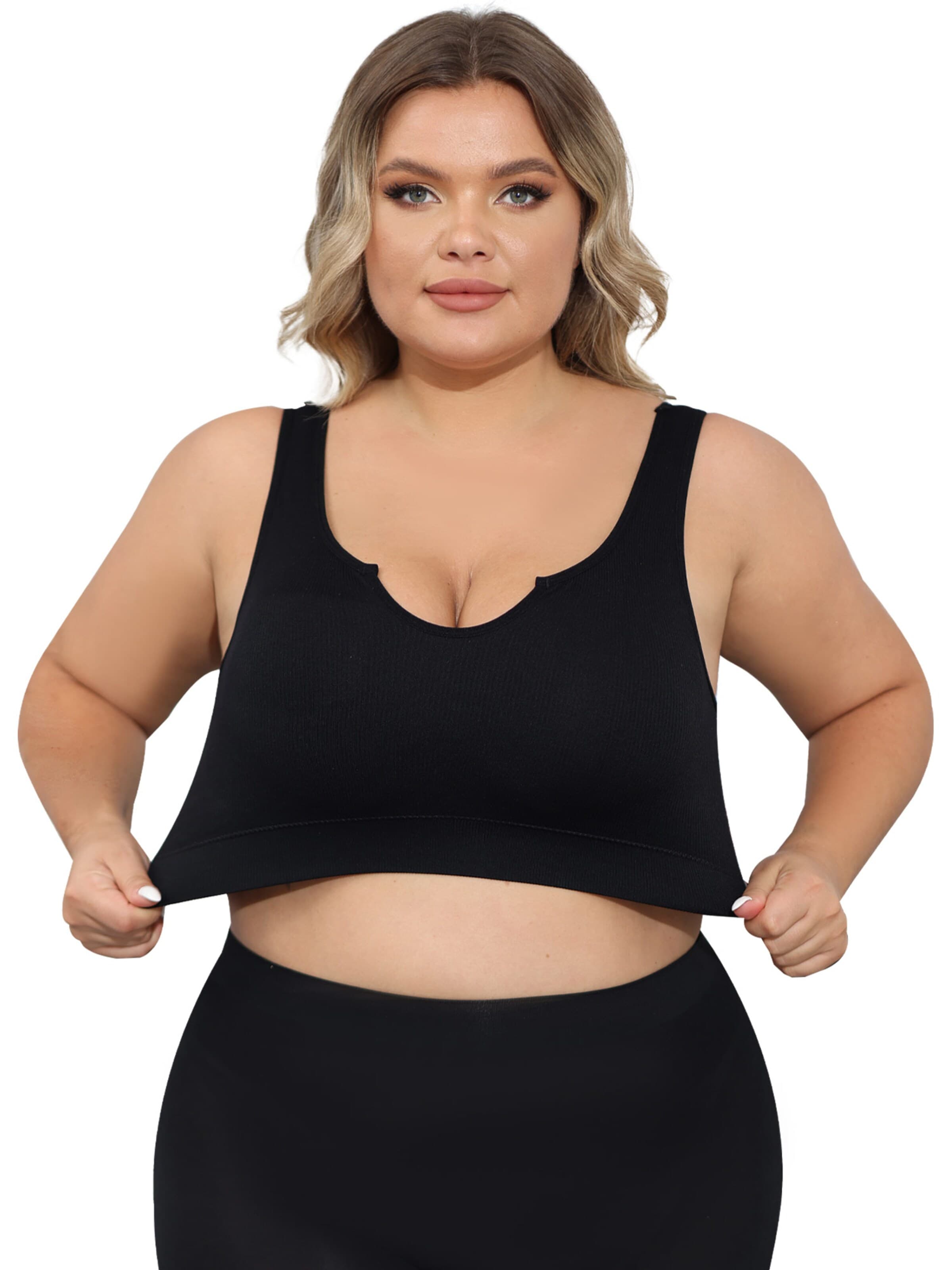 MEETWEE Push-up Sport-BH '3 Pack Sports Bras Plus Size'‌‌ in Schwarz