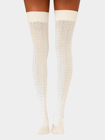 Lycille Over the Knee Socks in Beige