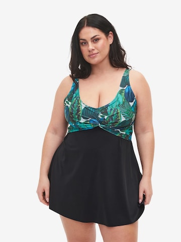 Swim by Zizzi - Vestido de fato de banho 'SBOLA' em preto: frente