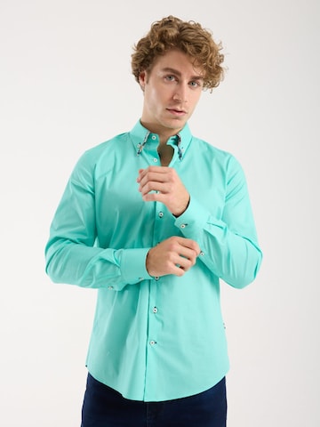 Slim fit Camicia business di 7Camicie in verde: frontale