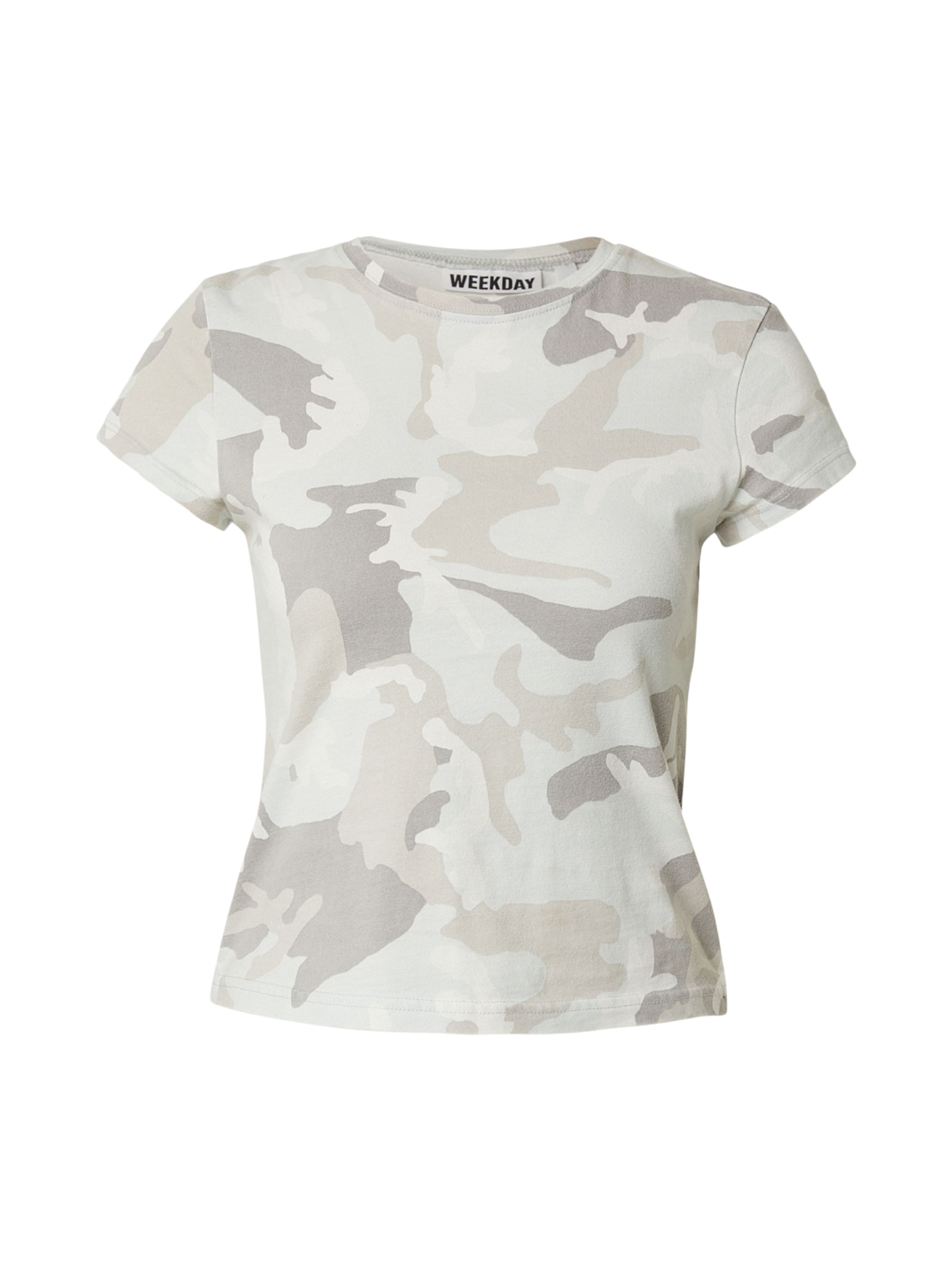 WEEKDAY T-Shirt in grau / greige / hellgrau / weiß, Produktansicht