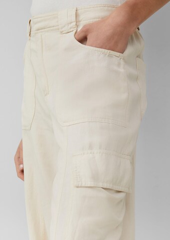 Wide Leg Pantalon cargo QS en beige