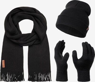 Rock Creek Set: Mütze, Schal und Handschuhe in cognac / schwarz, Produktansicht
