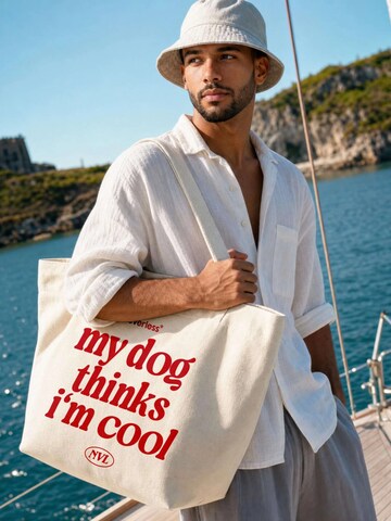 Neverless Beach Bag 'My dog thinks' in Beige