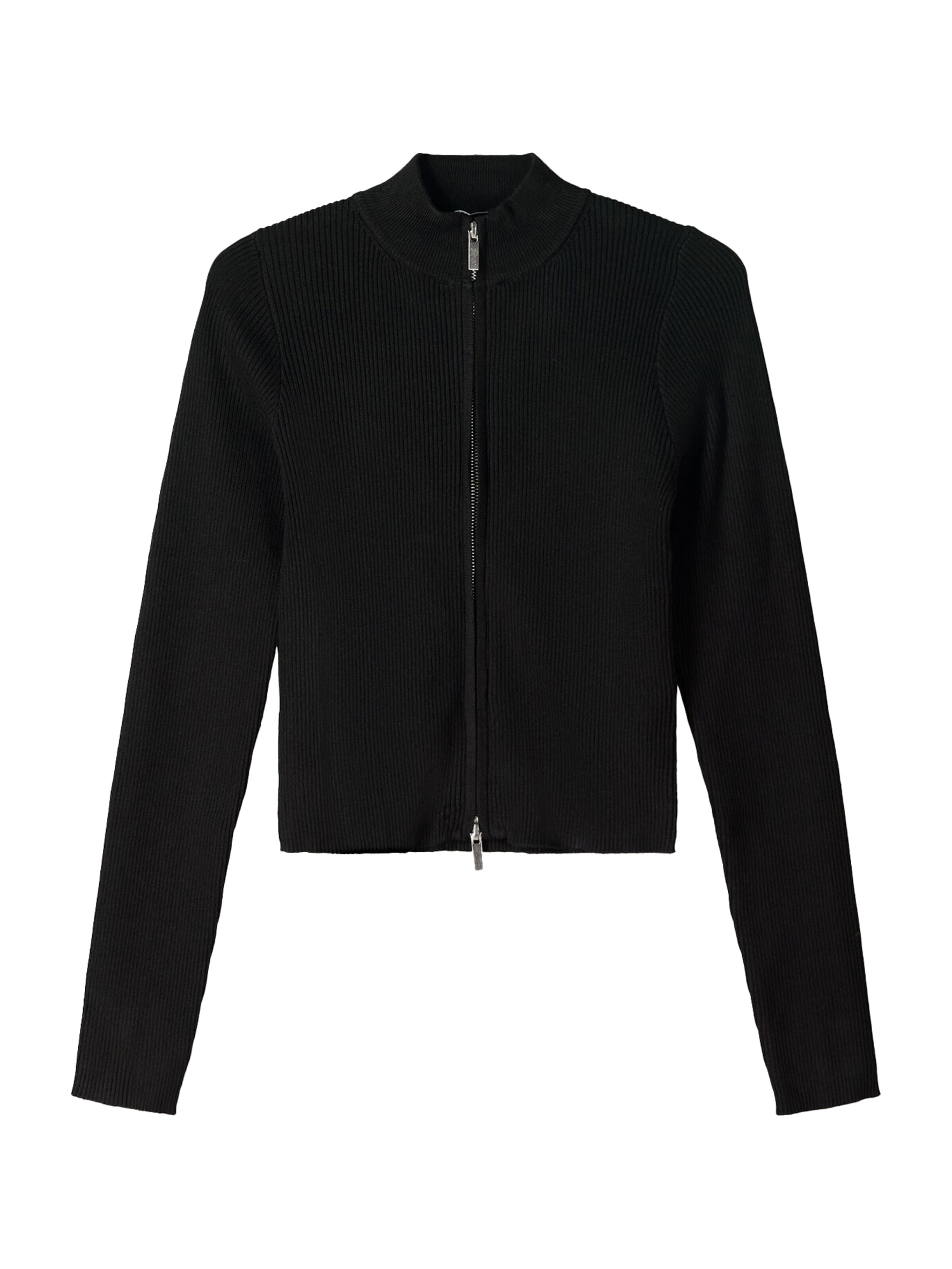 Bershka Zip-Up Hoodie in Black ABOUT YOU