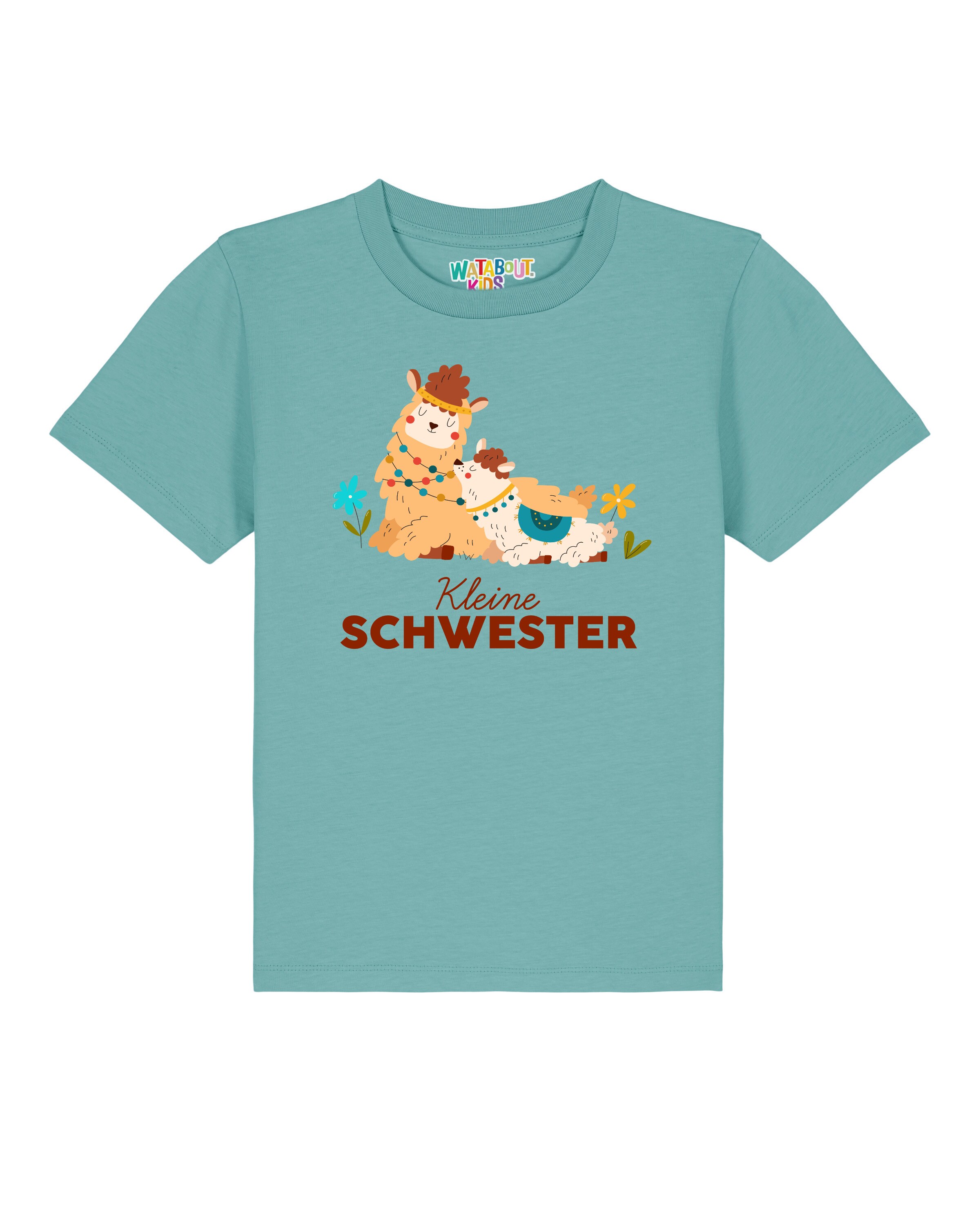 T-Shirt 'Lama Kleine Schwester' watabout.kids en bleu : devant