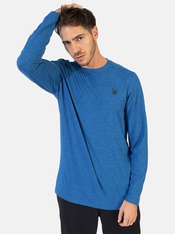 T-Shirt fonctionnel Spyder en bleu : devant