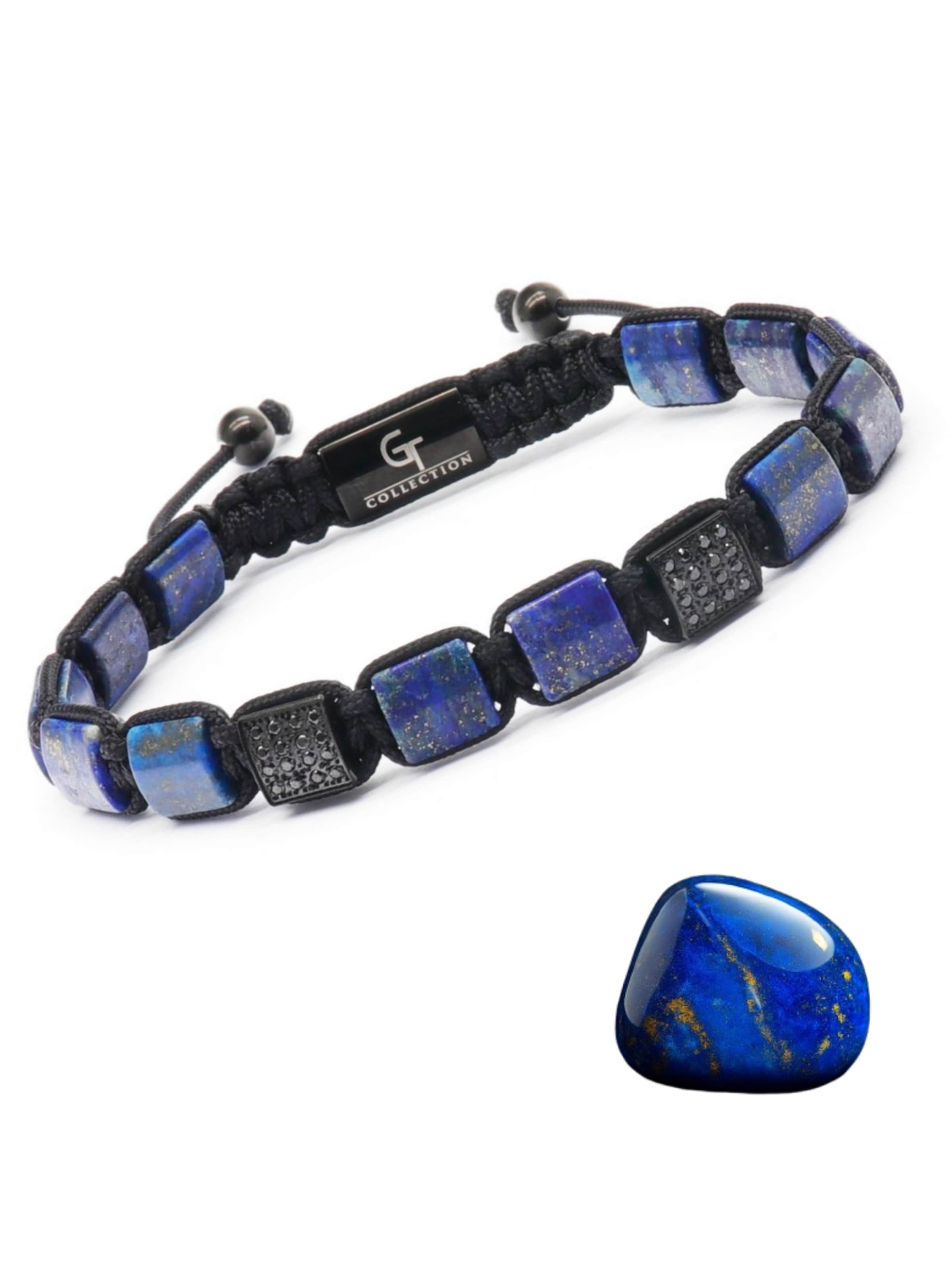 GT Collection - Pulsera 'Flat-Bead' en azul: frente