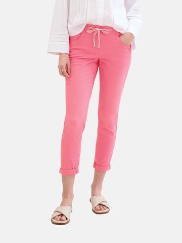 Coupe slim Pantalon TOM TAILOR en rose : devant