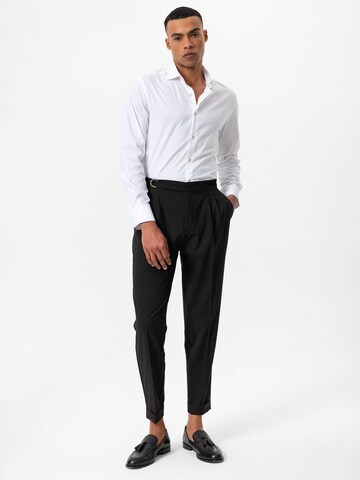 Antioch Tapered Pleat-Front Pants in Black