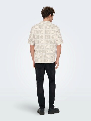 Only & Sons Comfort fit Button Up Shirt in Beige