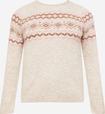 Vero Moda Curve Sweater 'FIFI FAIRISLE' in Beige: front