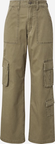 HOLLISTER Široke hlačnice Kargo hlače | zelena barva: sprednja stran