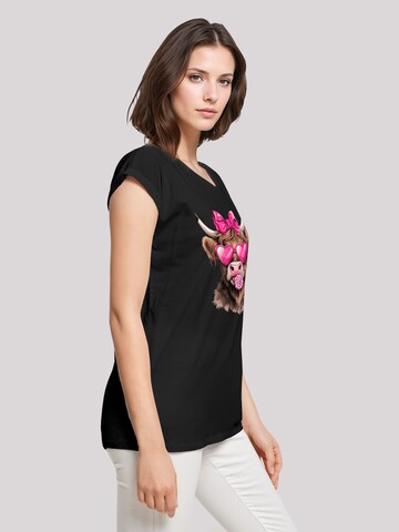 F4NT4STIC Shirt 'Highland Cow Valentinstag Sonnenbrille' in Black