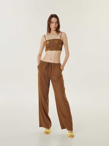 Wide Leg Pantalon Twist en marron