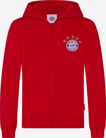 FC BAYERN MÜNCHEN Athletic Zip-Up Hoodie in Red: front