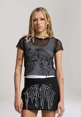Ed Hardy T-Shirt 'Climbing Rose' in Schwarz: Vorderseite
