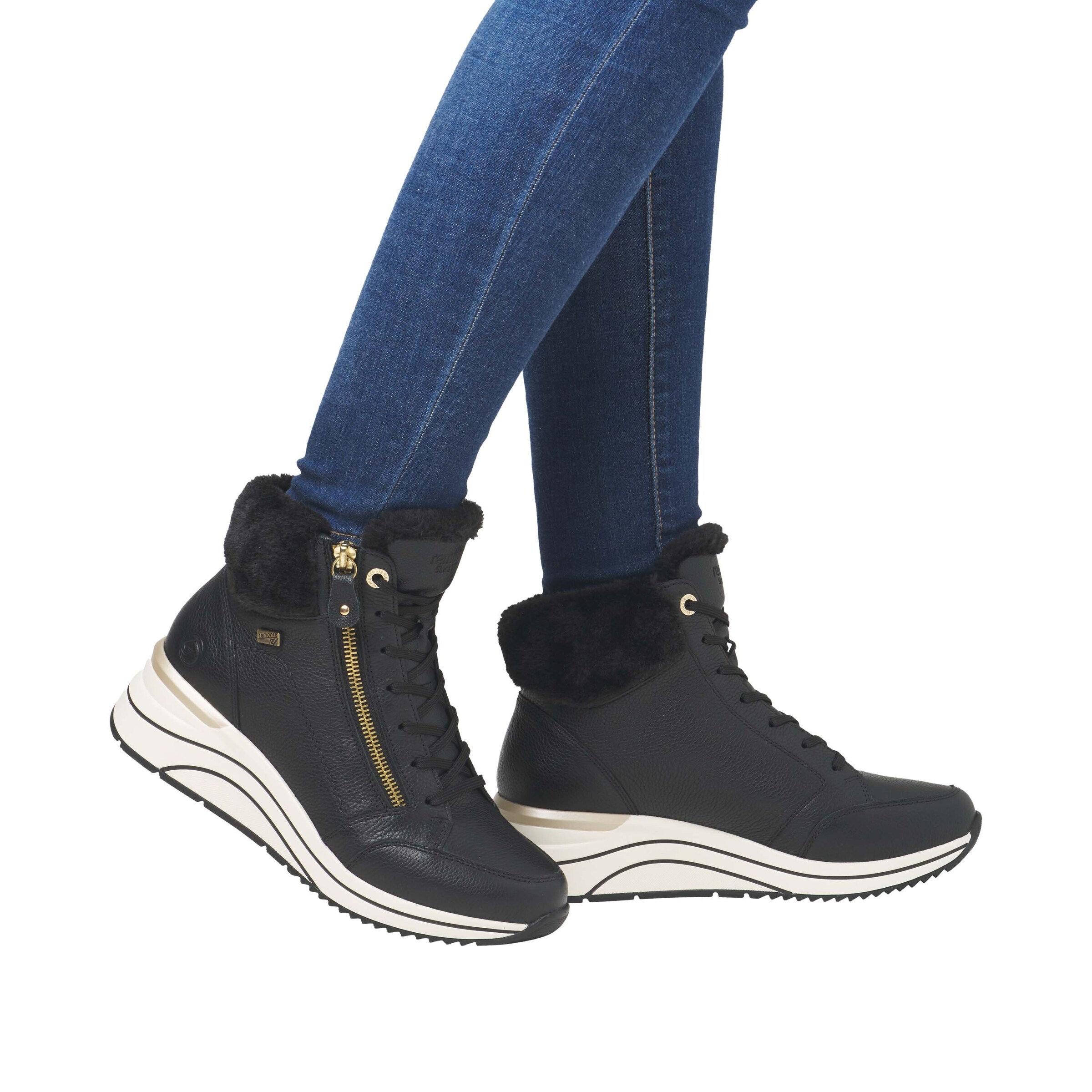 REMONTE Ботинки на шнуровке в Черный