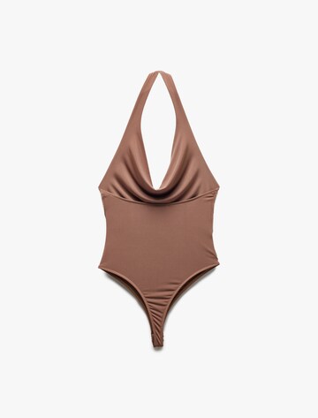 Koton Shirt Bodysuit in Brown
