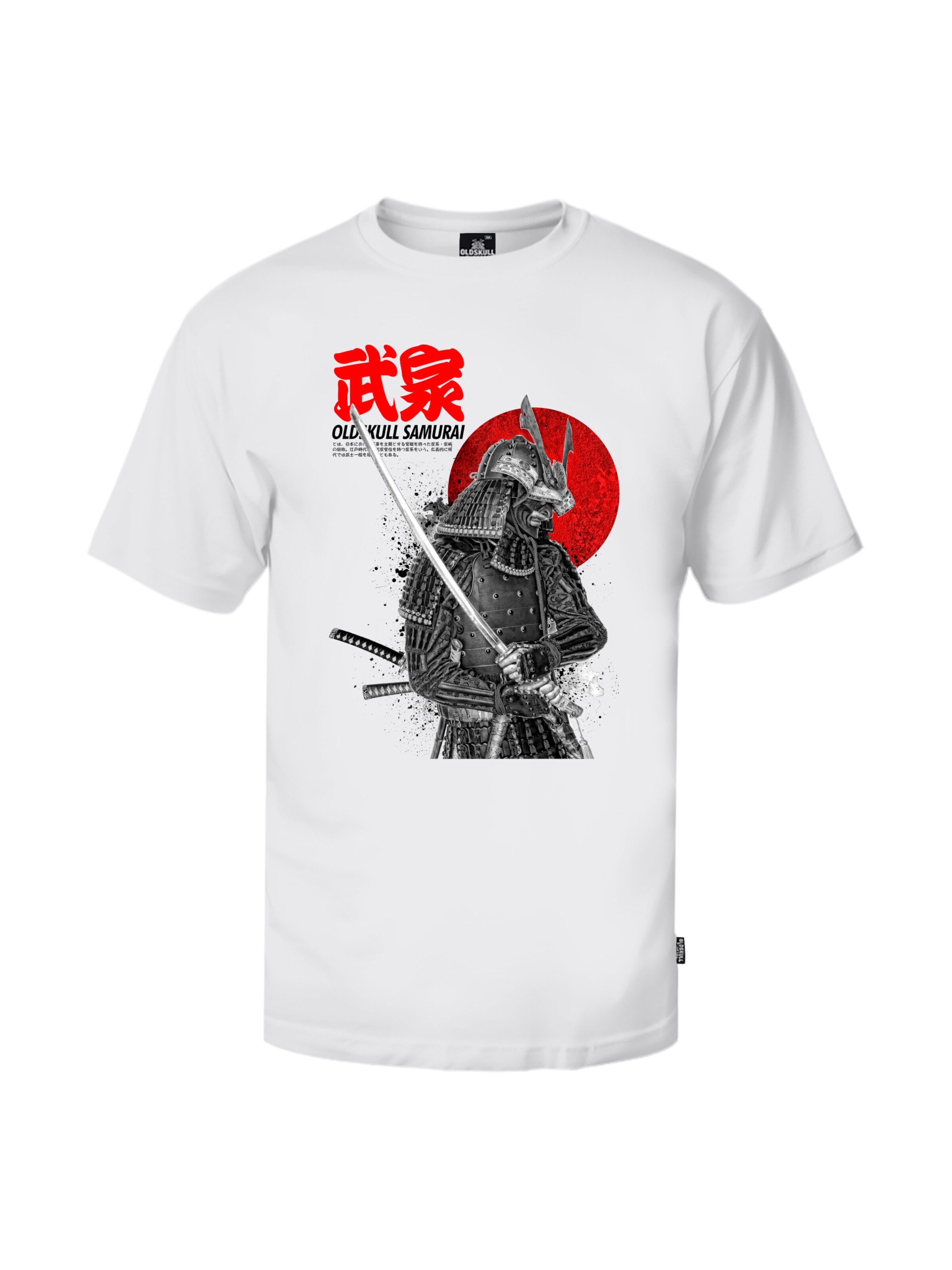 Oldskull Shirt 'Asian Swordsman' in Weiß: Vorderseite