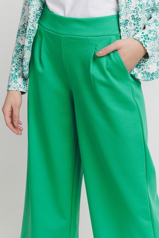 ICHI Široký strih Plisované nohavice 'KATE' - Zelená