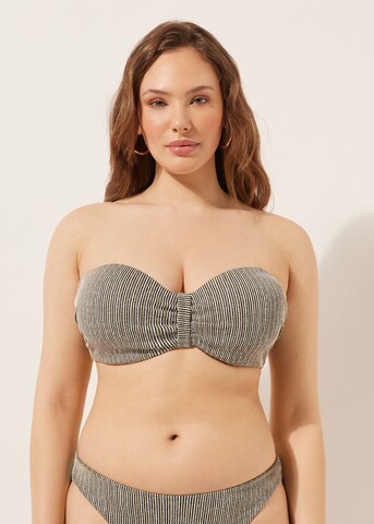 CALZEDONIA Bandeau Bikini Top 'Golden Stripes' in Black