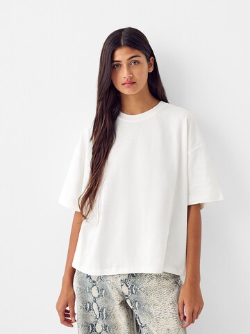 Bershka Oversized tričko – béžová: přední strana