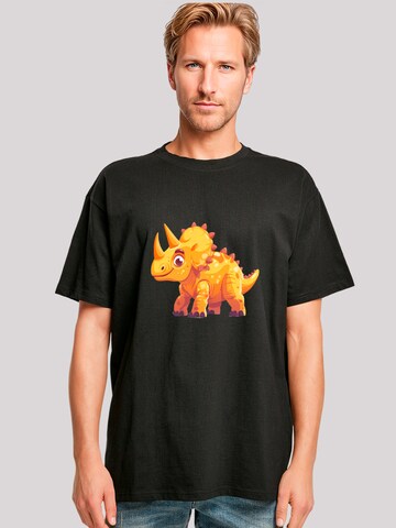 F4NT4STIC Shirt 'Cute Triceratops Dinosaur Toy' in Black: front