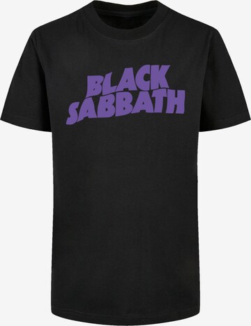 F4NT4STIC Shirt 'Black Sabbath Wavy Logo Black' in Black: front