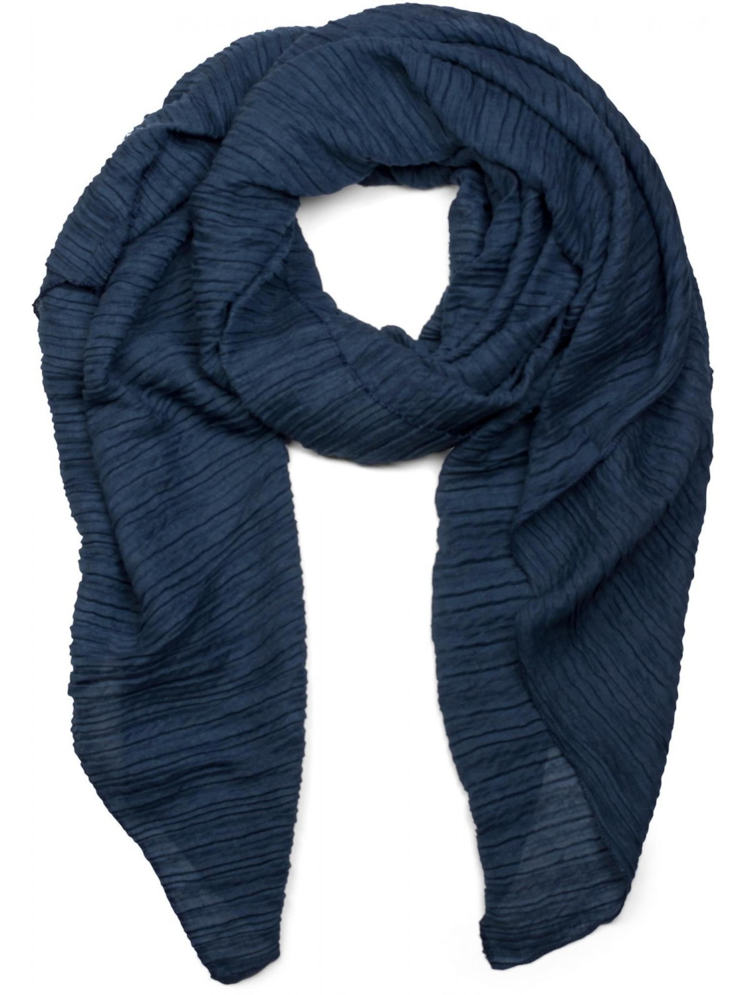 styleBREAKER Schal 'Gekreppter Unifarbener Schal'‌‌ in dunkelblau, Produktansicht