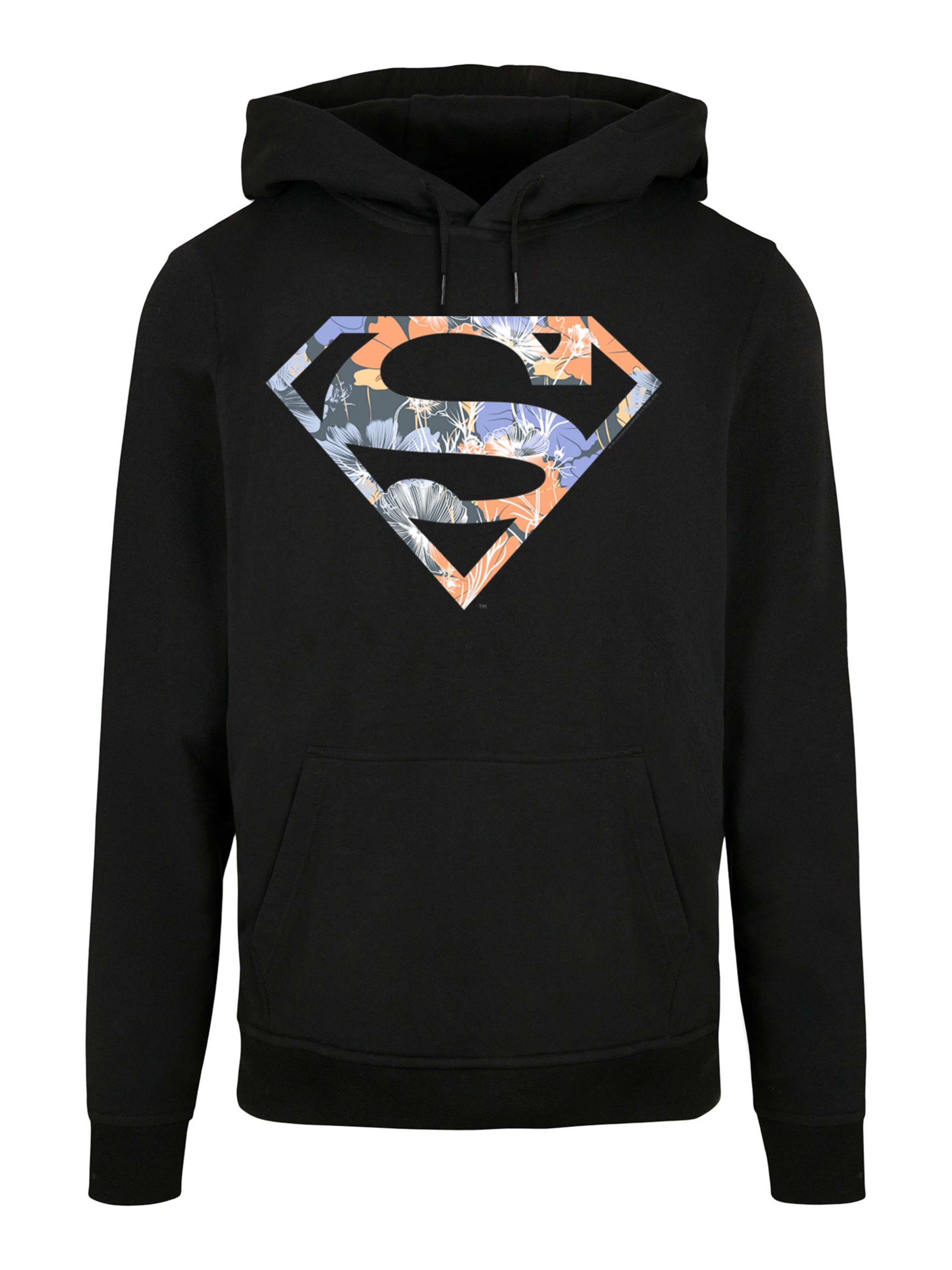 F4NT4STIC Sweatshirt 'DC Comics Superman Superheld Floral' in Zwart: voorkant