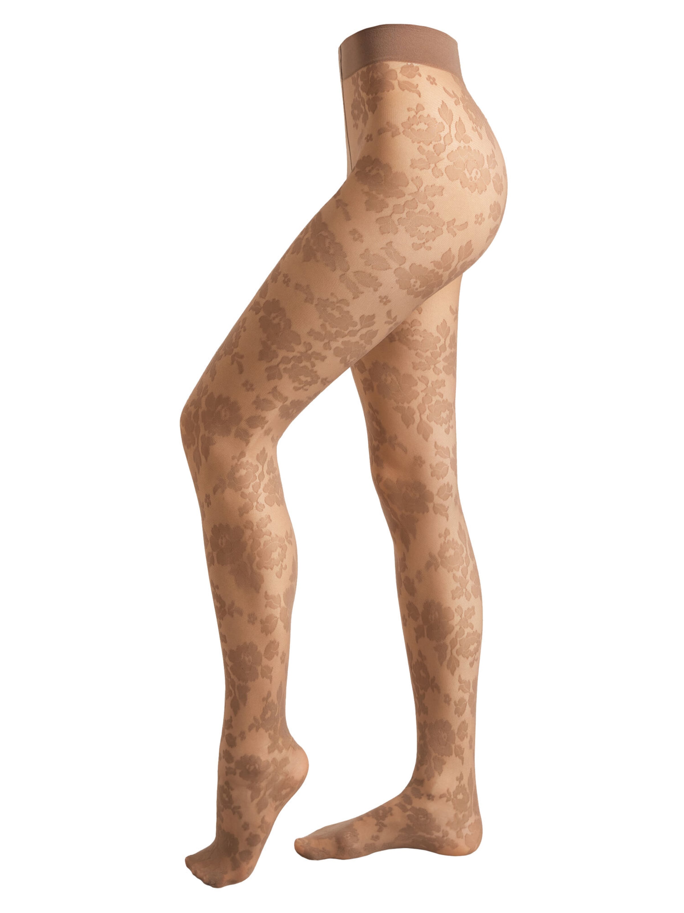 CALZEDONIA Tights '40 DENIER FLOWERS' in Brown: front