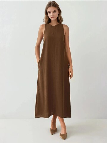 Robe 'Linen Feel' Hiccup en marron : devant