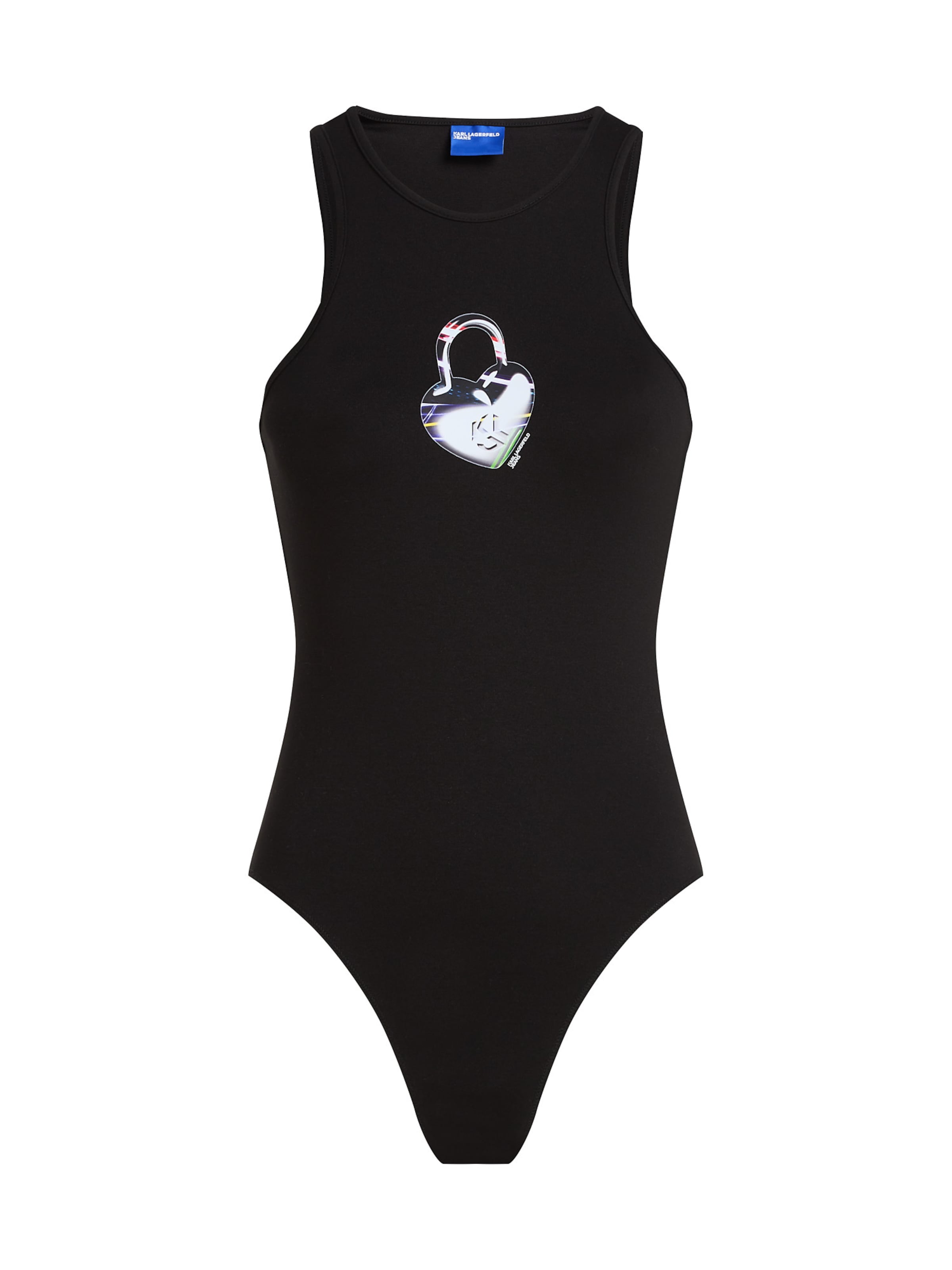 KARL LAGERFELD JEANS Koszula body 'Love' w kolorze czarny: przód