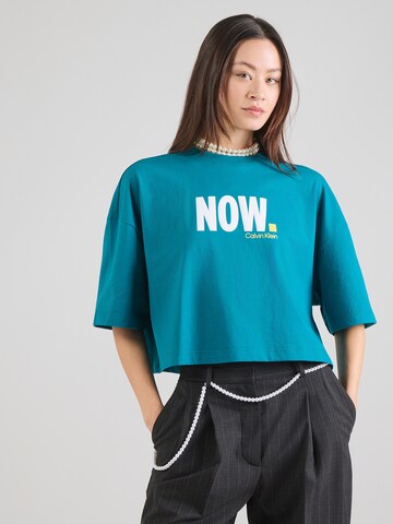 Tricou de la Calvin Klein Jeans pe albastru: față