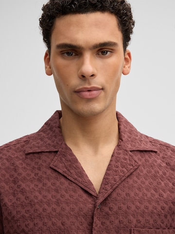 STRELLSON Comfort fit Button Up Shirt 'Ciscon' in Brown