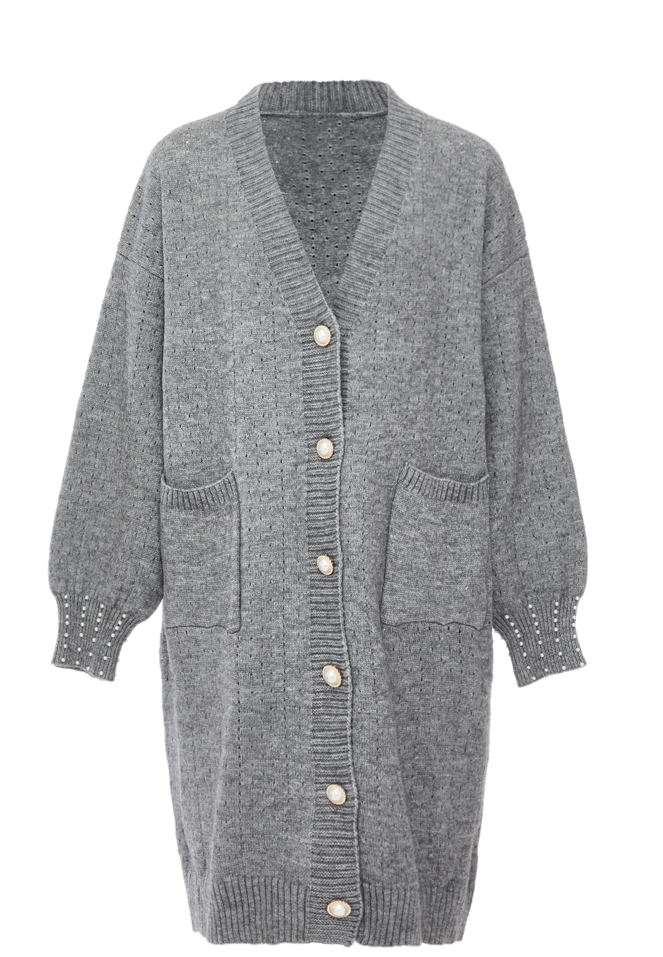 caissa Gebreid vest in Grijs: voorkant