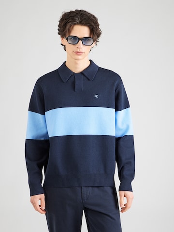 Pulover de la Calvin Klein Jeans pe albastru: față